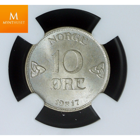 10 øre 1917 kvalitet 0 , NGC MS65