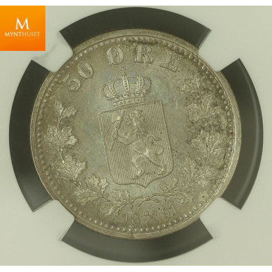 50 øre 1891 kvalitet 0 , NGC MS64+