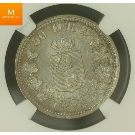50 øre 1891 kvalitet 0 , NGC MS64+