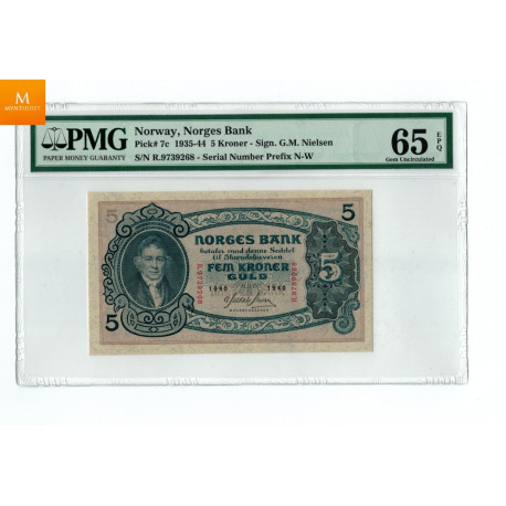 5 kroner 1940 R kvalitet 0 , PMG MS65EPQ