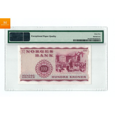 100 kroner 1962 Z kvalitet 0 , PMG MS65EPQ erstatning seddel