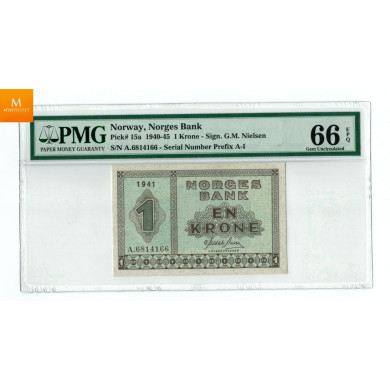 1 krone 1941 A kvalitet 0  PMG MS66 EPQ