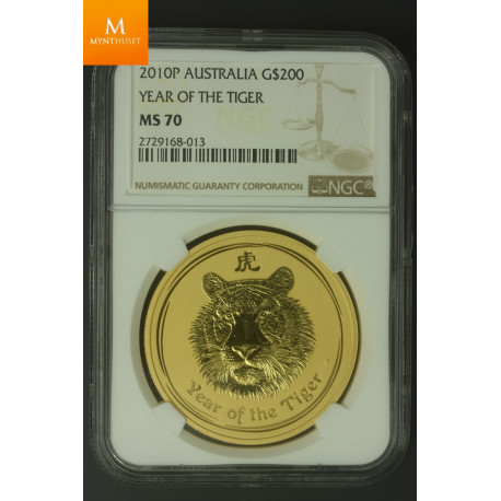 2010 Australia 2 oz Gull Lunar Series 2 Year of the Tiger NGC MS70
