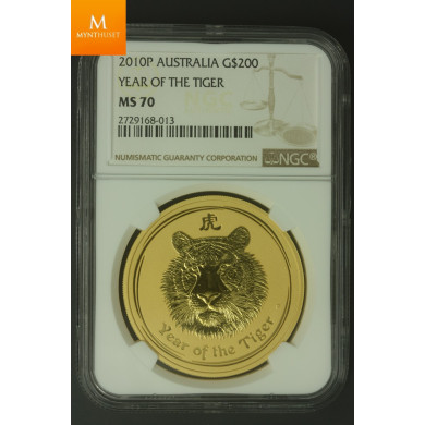 2010 Australia 2 oz Gull Lunar Series 2 Year of the Tiger NGC MS70