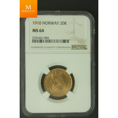 20 krone 1910 kvalitet 0/01 , NGC MS64