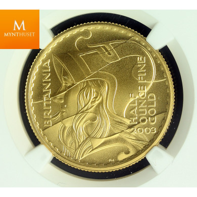 Great Britain Gold 50 Dollar 2003 Britannia Bust kvalitet proof, NGC PF69 UCAM