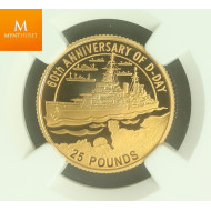 Alderney Gold 25 Pounds 2004 kvalitet Proof, NGC PF69 UCAM MINTAGE 500