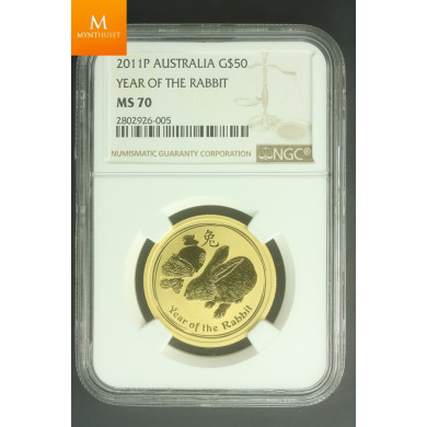 2011P Australia 0,5 oz Gull Lunar Series 2 Year of the Rabbit NGC MS70