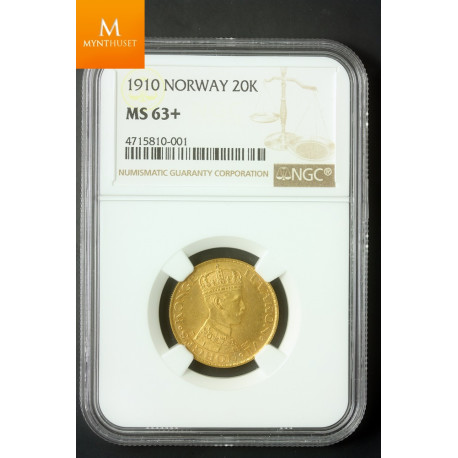 20 kroner 1910 kvalitet 0/01 , NGC MS63+