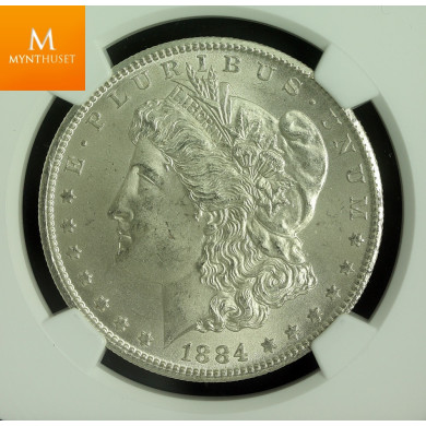 Morgan dollar 1884 Carson City kvalitet 0/01, NGC MS63