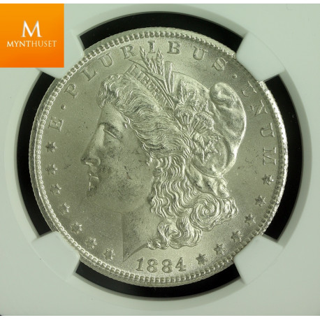 Morgan dollar 1884 Carson City kvalitet 0/01, NGC MS63