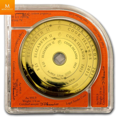 Nydelig 2015 1 oz 999 gull Cook Islands $100 Gold Armillary