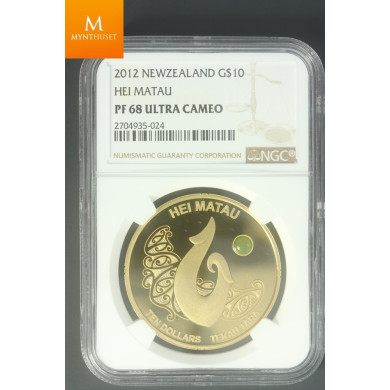 1 oz gullmynt 2012 Newzeland Gold 10 Dollar Hei Matau meget lavt opplag kun 250 mynter