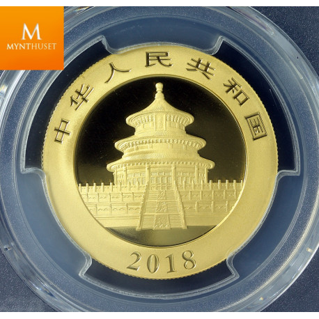 CHINA Panda 2018 30 Gram Gull 999 Kvalitet 0 , NGC MS70