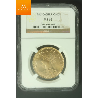 CHILE 1946 SO 100 PESOS kvalitet 0 , NGC MS65
