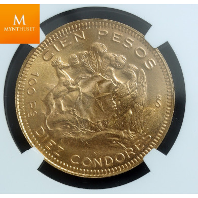 CHILE 1946 SO 100 PESOS kvalitet 0 , NGC MS65