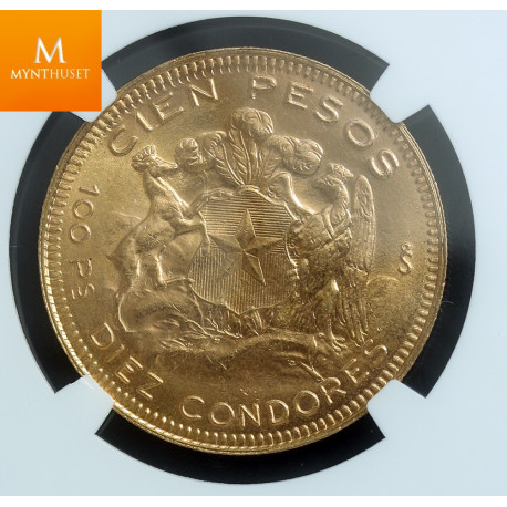 CHILE 1946 SO 100 PESOS kvalitet 0 , NGC MS65