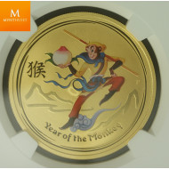 2016P Australia Gold 100 Dollar Monkey King year of the Monkey kvalitet 0 , NGC MS70 ! Svært sjelden Mintage 41!