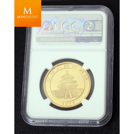 Kina 100 Yuan 1 oz gull Panda 1995 Large Date kvalitet 0 , NGC MS70