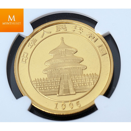 Kina 100 Yuan 1 oz gull Panda 1995 Large Date kvalitet 0 , NGC MS70