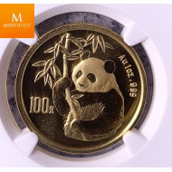 Kina 100 Yuan 1 oz gull Panda 1995 Large Date kvalitet 0 , NGC MS70