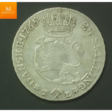 24 skilling 1765 S.5 kvalitet 1+/01 EX Oslo Myntgalleri