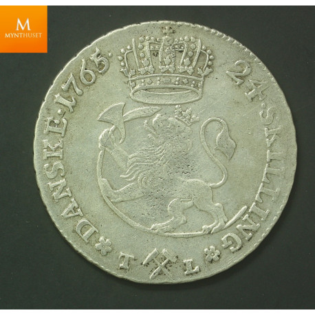 24 skilling 1765 S.5 kvalitet 1+/01 EX Oslo Myntgalleri