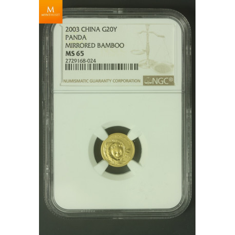 China gull 20 Yuan Panda 2003 mirrored bamboo kvalitet 0 , NGC MS65