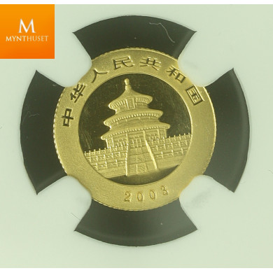 China gull 20 Yuan Panda 2003 mirrored bamboo kvalitet 0 , NGC MS65