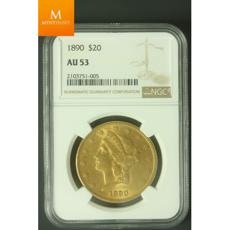 USA 20 dollar 1890 kvalitet 01, NGC AU53