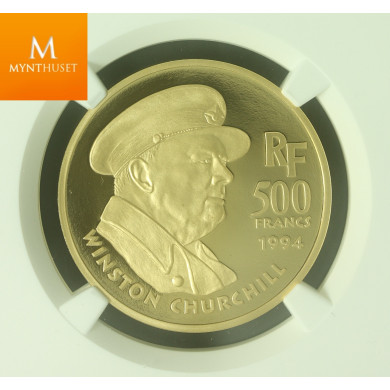 France 500 Francs 1994 Winston Churchill kvalitet proof, NGC PF70
