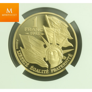 France 1 Franc 1993 Normandy kvalitet proof, NGC PF70