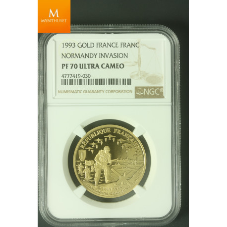 France 1 Franc 1993 Normandy kvalitet proof, NGC PF70