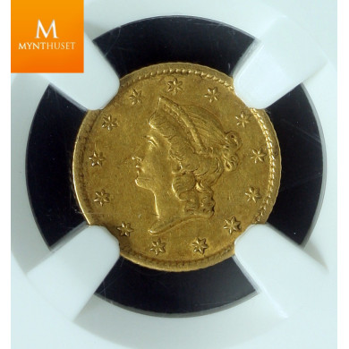 Meget sjelden! USA 1 Dollar gull 1850 New Orleans kvalitet 1+/01, NGC AU53