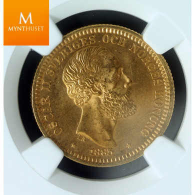 Sweden 20 kronor 1885 kvalitet 0/01, NGC MS65