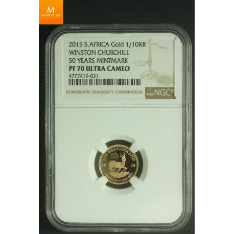 Sør Afrika 1/10 Krugerrand 2015 Winston Churchill Kvalitet: Proof, NGC PF70 UCAM