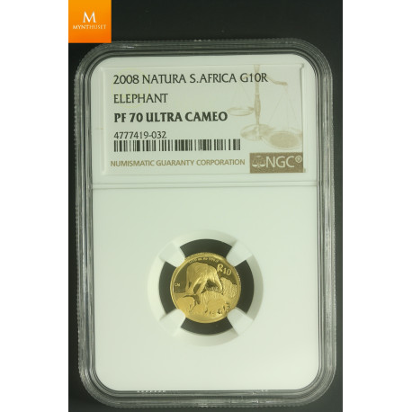 2008 Sør Afrika gull 10 Rand kvalitet proof, NGC PF70 UCAM