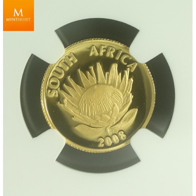 2008 Sør Afrika gull 5 Rand Gandhi kvalitet proof, NGC PF70 UCAM