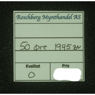 50 øre 1945 Zink kvalitet 0 , NGC MS64 Ex Roschberg