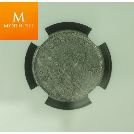 50 øre 1945 Zink kvalitet 0 , NGC MS64 Ex Roschberg
