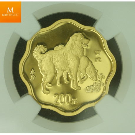 Nydelig! 1/2 oz 999 2006 Scallop Kina gull 200 Yuan DOG kvalitet proof, NGC PF70