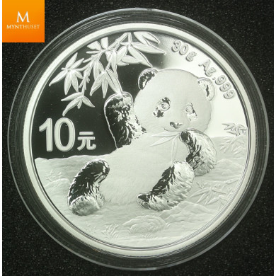 Kina 2020 10 Yuan Panda kvalitet BU i kapsel 30 gram 999 sølv