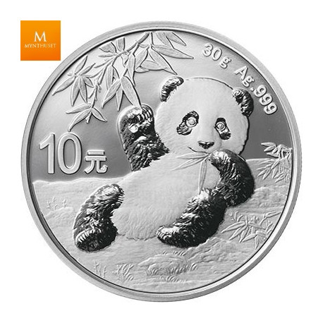 Kina 2020 10 Yuan Panda kvalitet BU i kapsel 30 gram 999 sølv