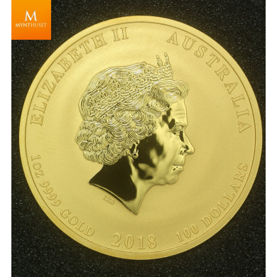 2018P Australia 1 oz Gull Lunar Series 2 Year of the DOG kvalitet BU i kapsel