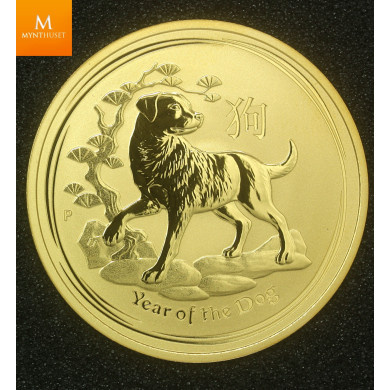 2018P Australia 1 oz Gull Lunar Series 2 Year of the DOG kvalitet BU i kapsel