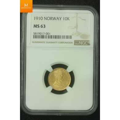 10 krone 1910 kvalitet god 01, NGC MS63