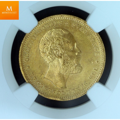 20 kroner 1875 kvalitet 0/01, NGC MS65