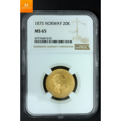 20 kroner 1875 kvalitet 0/01, NGC MS65