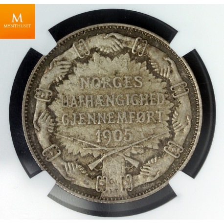 2 kroner gevær 1907 kvalitet god 01, NGC MS62