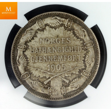 2 kroner gevær 1907 kvalitet god 01, NGC MS62
